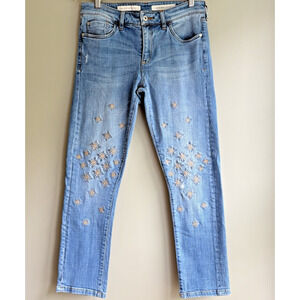 Anthropologie Pilcro and the Letterpress Slim Boyfriend Jeans Size 28 Embroidery